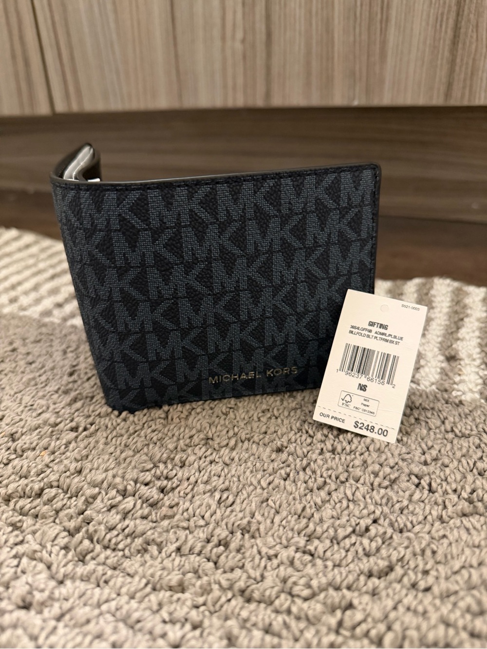 Michael Kors Black and Dark Gray MK Monogram Bifold Wallet